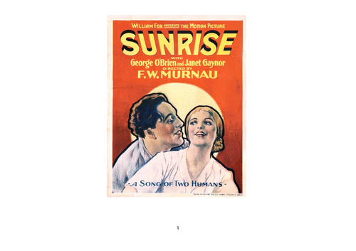 Viewing Booklet for A-Level students studying 'Sunrise' in the Silent Film component