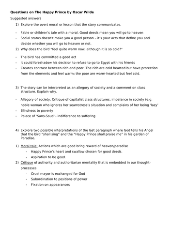 The Happy Prince Analysis for AS/A Level