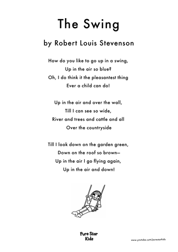 Poetry The Swing By Robert Louis Stevenson By Purestarkids