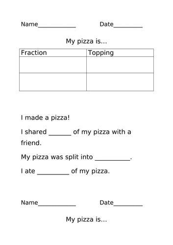 sen pizza fraction
