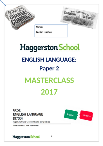 AQA GCSE Language Paper 2 Masterclass Booklet