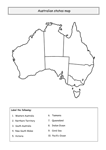 ** Australia states map **