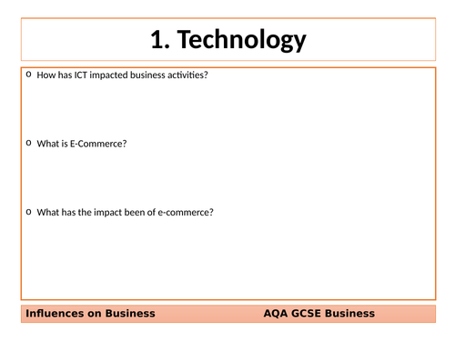 AQA GCSE Business (9-1) Revision Cards - Influences on Business