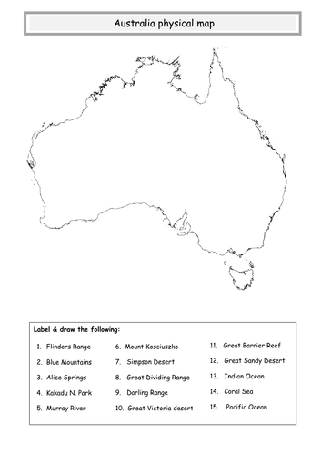 ** Australia physical map **