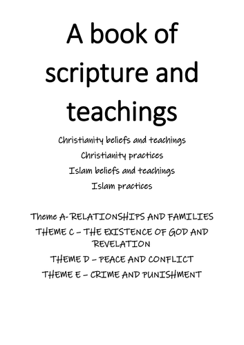 Christianity, Islam, Theme A C D E - full scripture revision booklet (PAPER 1 AND 2)