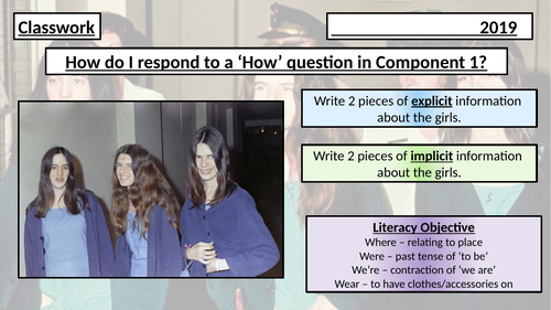 WJEC English Language Component 1 - 'List' Question and 'How' Question - The Girls by Emma Cline