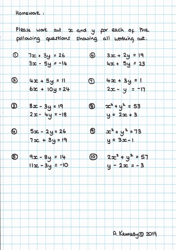 Simultaneous equations questions image