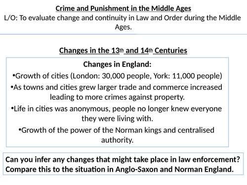 Crime and Punishment in the Middle Ages (Edexcel 9:1)
