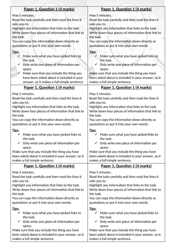 Language Paper 1 - Revision Card Prompts