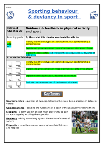 GCSE PE: Sporting behaviour & deviancy in sport