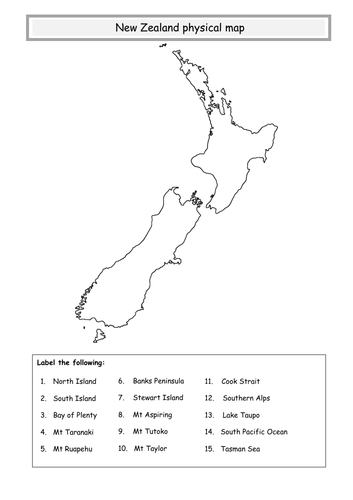 new zealand physical map blank