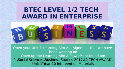 Level 2 Tech Award in Enterprise Component 1 Writing Frames