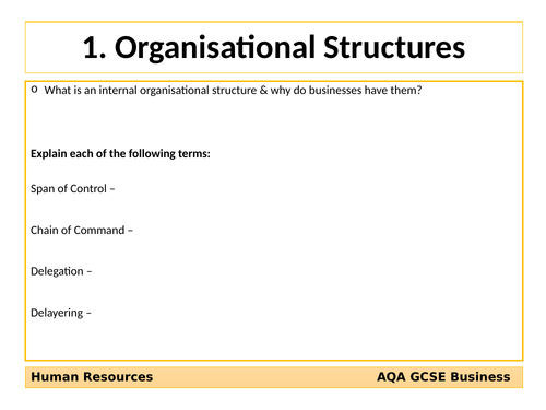 AQA GCSE Business (9-1) Revision Cards - Human Resources