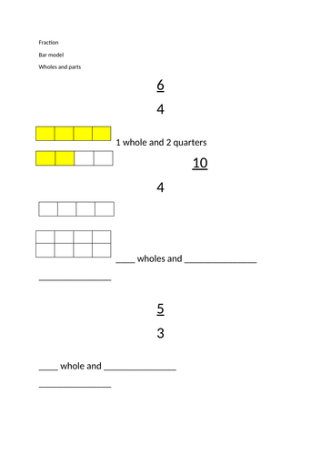 Year 4 - Fractions greater than 1