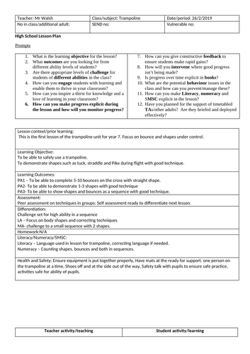 Trampoline KS3-4 Lesson plan bundle