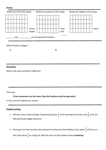 Year 4 - Equivalent Fractions (Extra Fl, Rs, Ps)