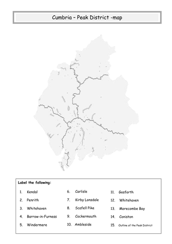 Cumbria Lake District Map Outline
