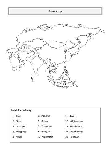 Blank Map Of Asia To Label Asia Map ** | Teaching Resources