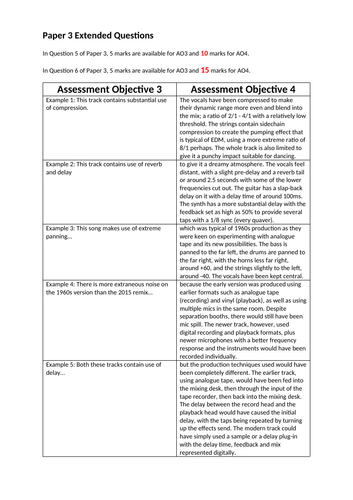 AO3 vs AO4 - Paper 3 Extended Questions in Music Technology