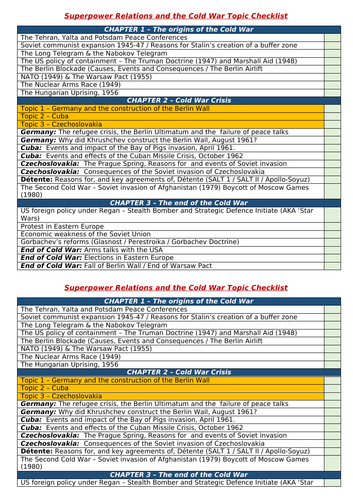 Cold War Revision Materials