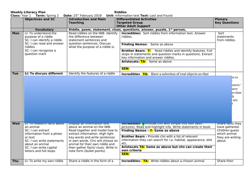 Riddles Year 1
