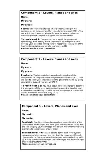 GCSE PE Edexcel Topic test Planes, Levers and axes