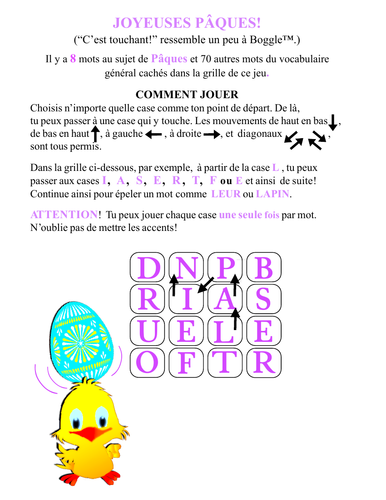 FRENCH GAME: Joyeuses Pâques!