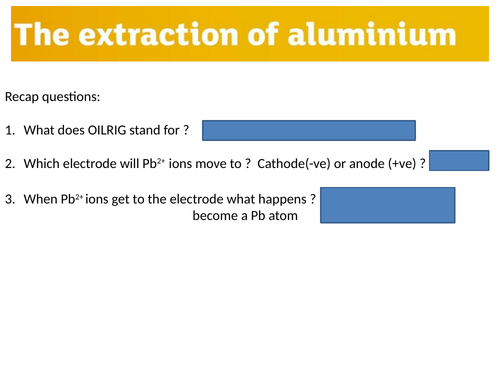 C6.3 The extraction of aluminium Foundation AQA new Science 9-1