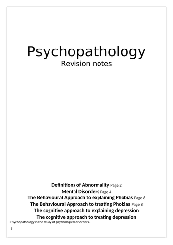 Psychopathology AQA A-Level Psychology Notes