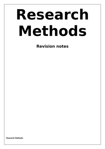 Research Methods AQA A-Level Psychology Notes