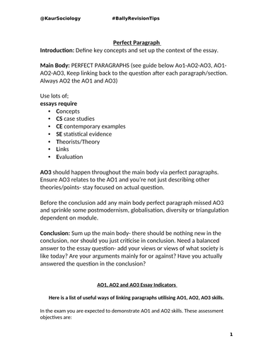 Sociology Perfect Paragraph Guide