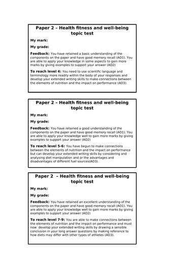 Edexcel GCSE PE Topic test Health, fitness and well-being