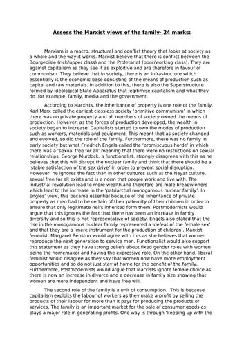 Sociology- 24 mark Marxist Views of the Family Sample Essay #SOCFAM