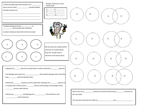 Covalent Bonding Support Sheet and Exam Questions