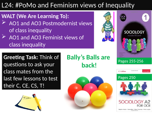 OCR A level Sociology #SOCUSI Lesson 24 (Understanding Social Inequality) Fem and PoMo