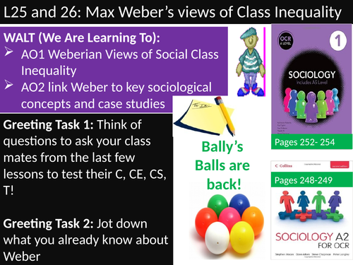 OCR A level Sociology #SOCUSI Lesson 25 (Understanding Social Inequality) Weber