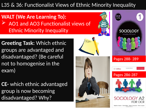 OCR A level Sociology #SOCUSI Lesson 35 and 36 (Understanding Social Inequality) Ethnicity and Func.