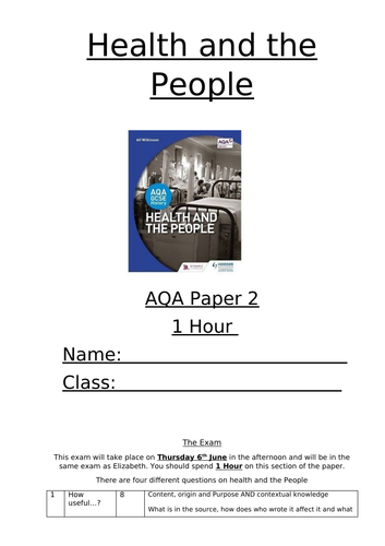 AQA Health and the People Revision Booklet 2019
