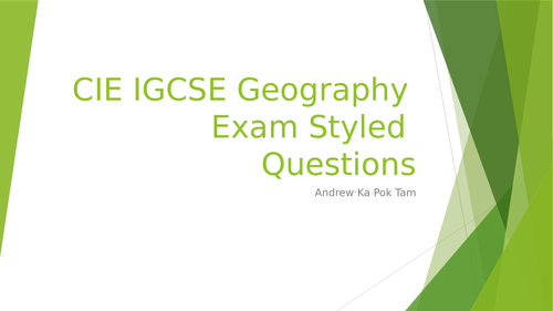 CIE IGCSE Geography Exam Style Question
