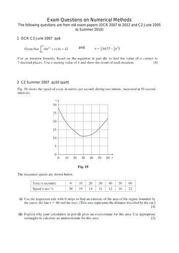 Numerical Methods A-Level Mathematics Past Exam Questions: suitable for OCR B (MEI)