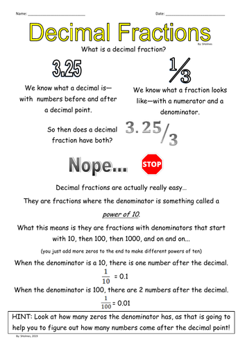 Decimal Fractions | Teaching Resources