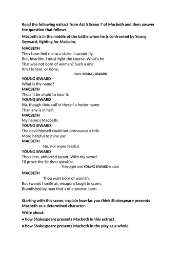 Macbeth as determined - AQA GCSE Lit 1 lesson