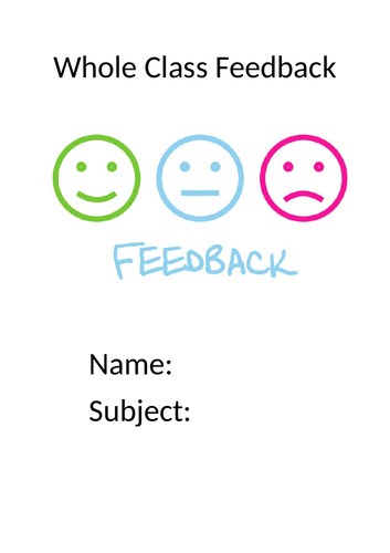 Whole Class Feedback booklet