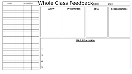 Whole Class Feedback Template