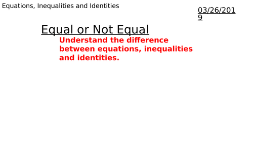 AQA GCSE Higher+ Unit: Equations, Inequalities, Identities