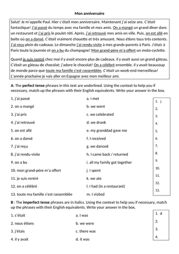 Birthday celebration worksheet or cover work