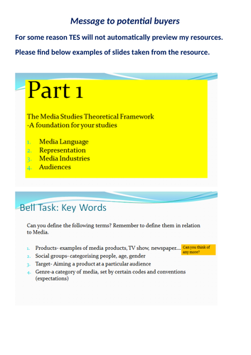 WJEC/EDUQAS Introduction to GCSE Media, SPECTRE, GQ, QSTREET, TGCAN, THE SUN, GUARDIAN,  115 slides