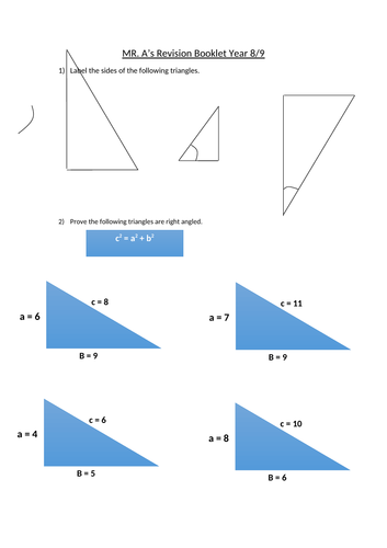Maths Revision - Finance / Right Angled Triangles / Circles
