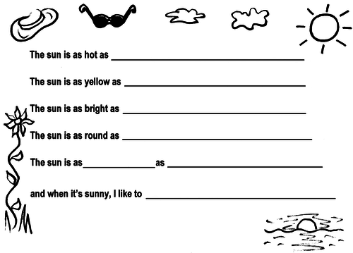 Sunshine poetry - sun similes, illustrated | Teaching Resources