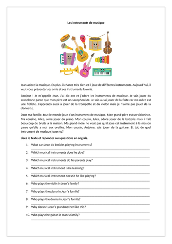 Les Instruments De Musique La Musique Musical Instruments Music Teaching Resources